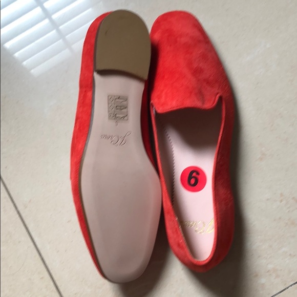 PRICE FIRM $158 J Crew Suede Smoking Flats Coral 6 - Picture 4 of 7